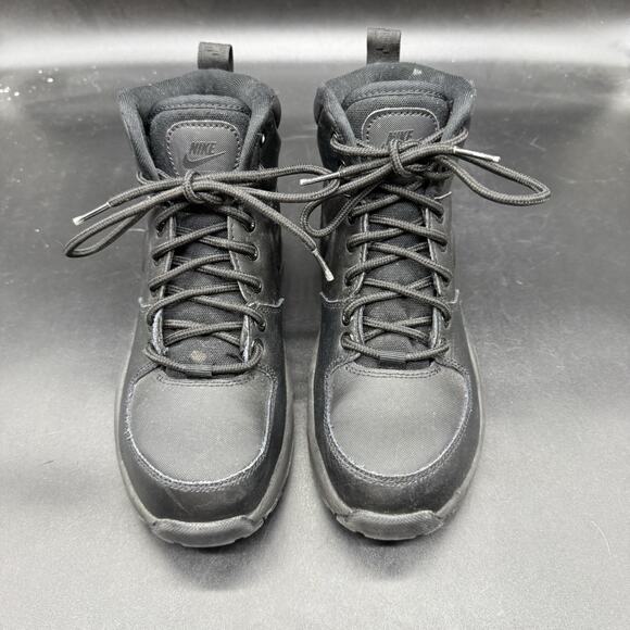 Nike Youth Boys Size 4Y Manoa Hiking Shoes Black Leather Ankle Boots BQ5372-001 - Picture 3 of 7